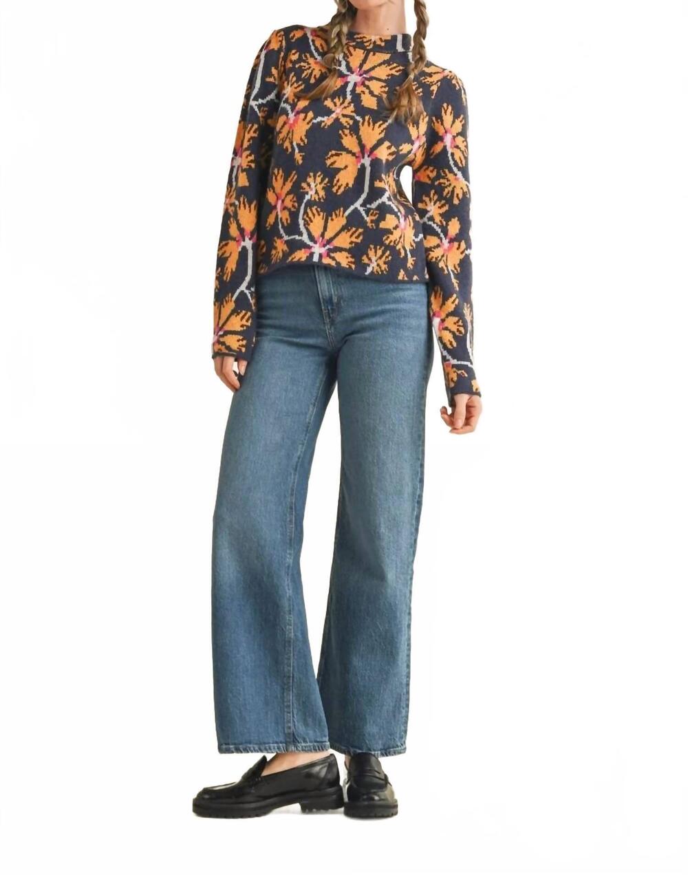 NEW &MERCI wild bloom sweater in navy floral